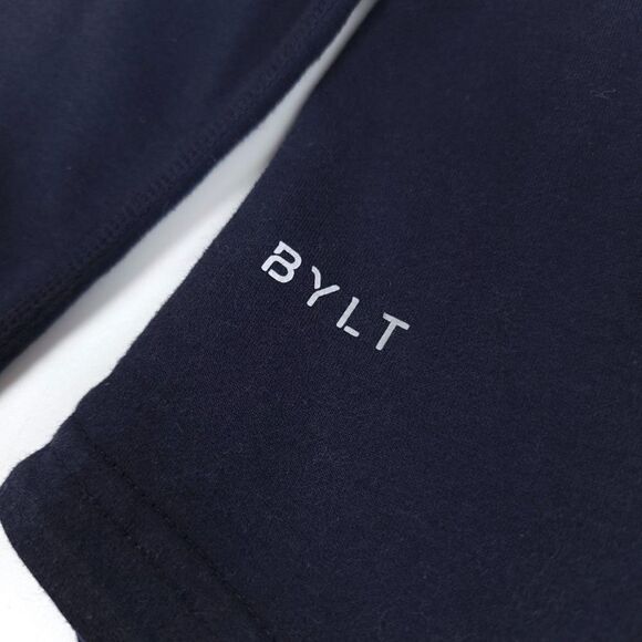 BYLT Drop Cut Long Sleeve Henley Premium Athletic Tee Shirt Navy Blue Mens Large - Picture 5 of 7
